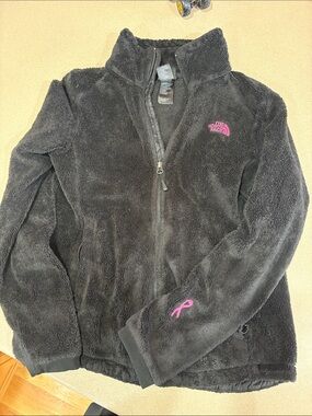 The North Face Black Fleece Jacket with Pink Accents